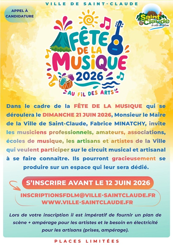 FÊTE DE LA MUSIQUE 2026 - FICHES D'INSCRIPTIONS